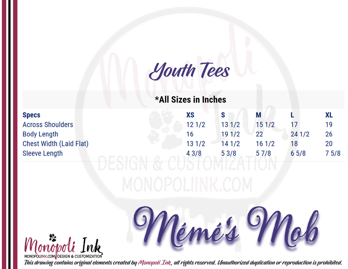 Meme's Mob Youth Tees: Lois McDonald *Pre-Order*