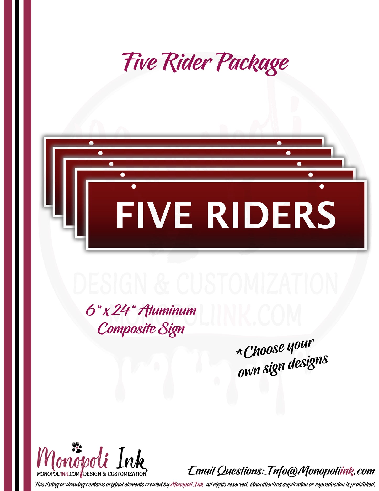 6"x24" Aluminum Composite Rider Panel Packages Double-Sided