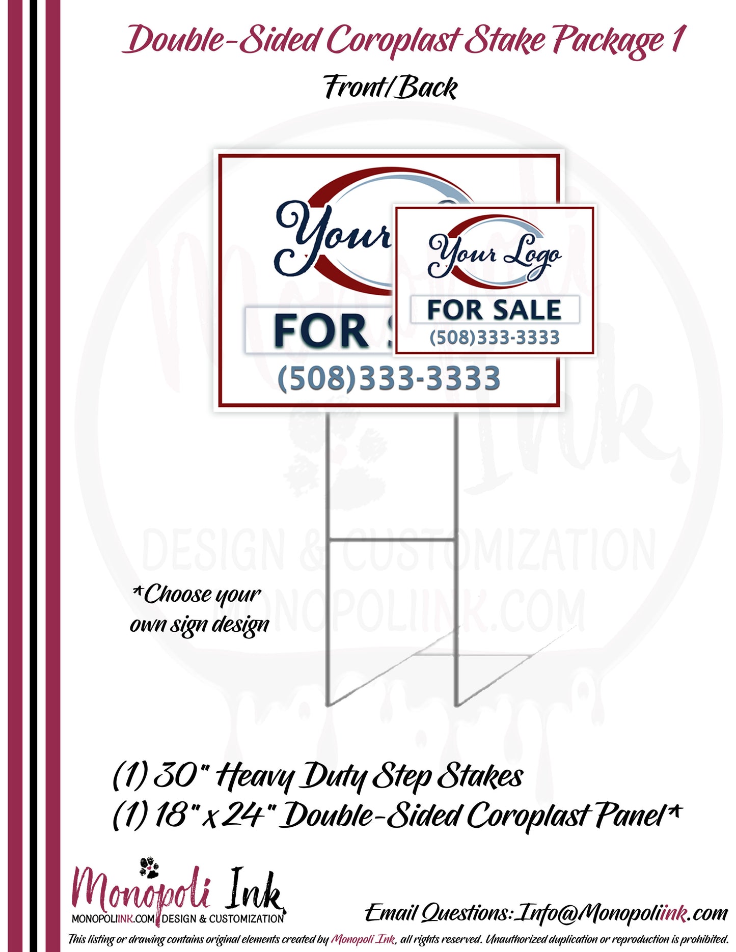 18" x 24" Coroplast Step-Stake/Lawn/Yard Signs