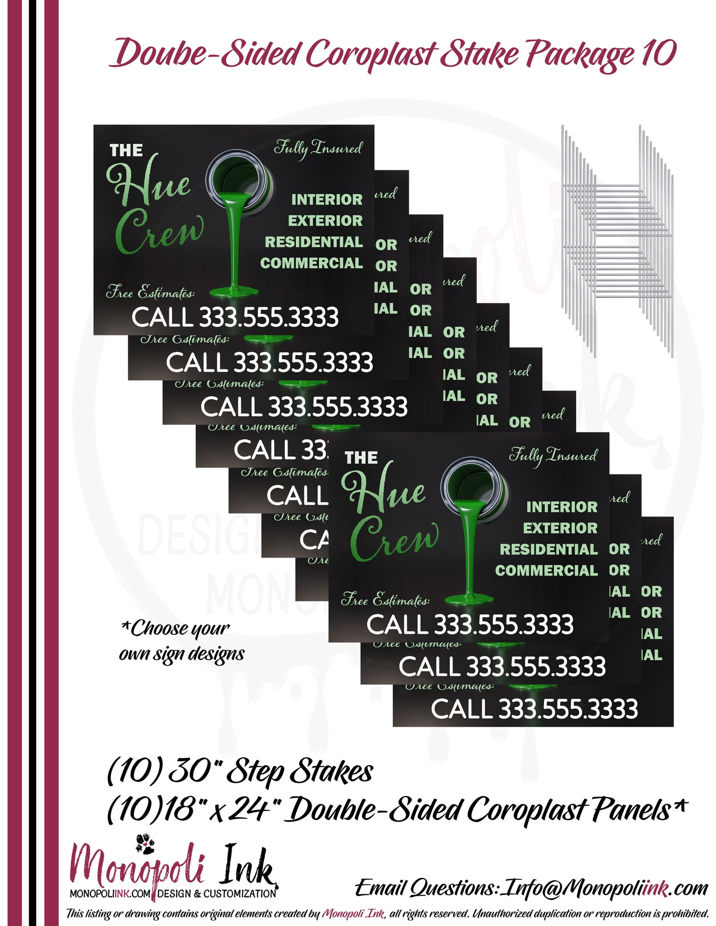 18" x 24" Coroplast Step-Stake/Lawn/Yard Signs