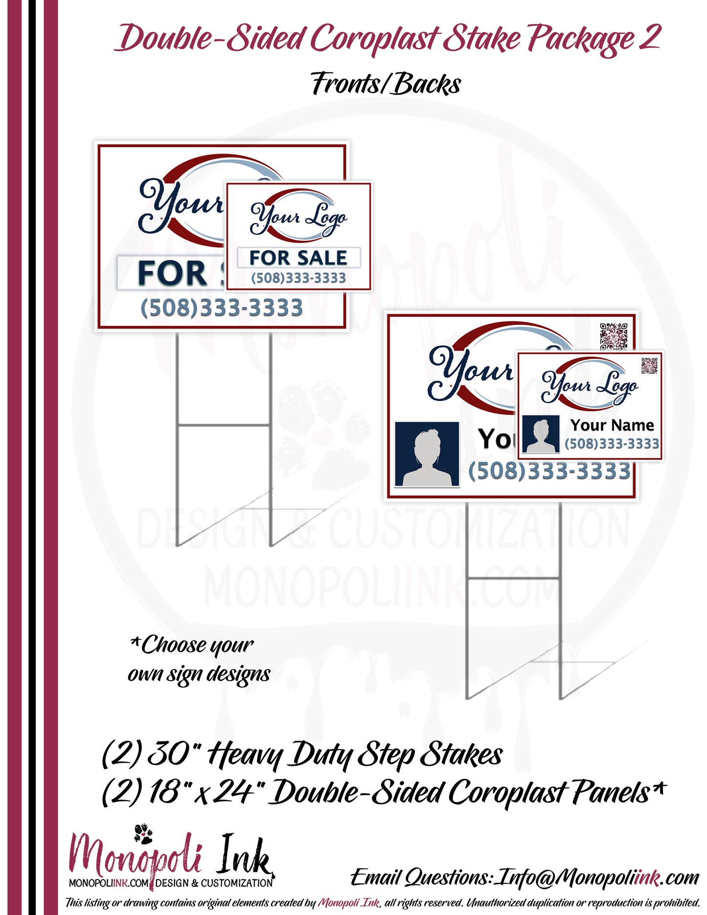 18" x 24" Coroplast Step-Stake/Lawn/Yard Signs