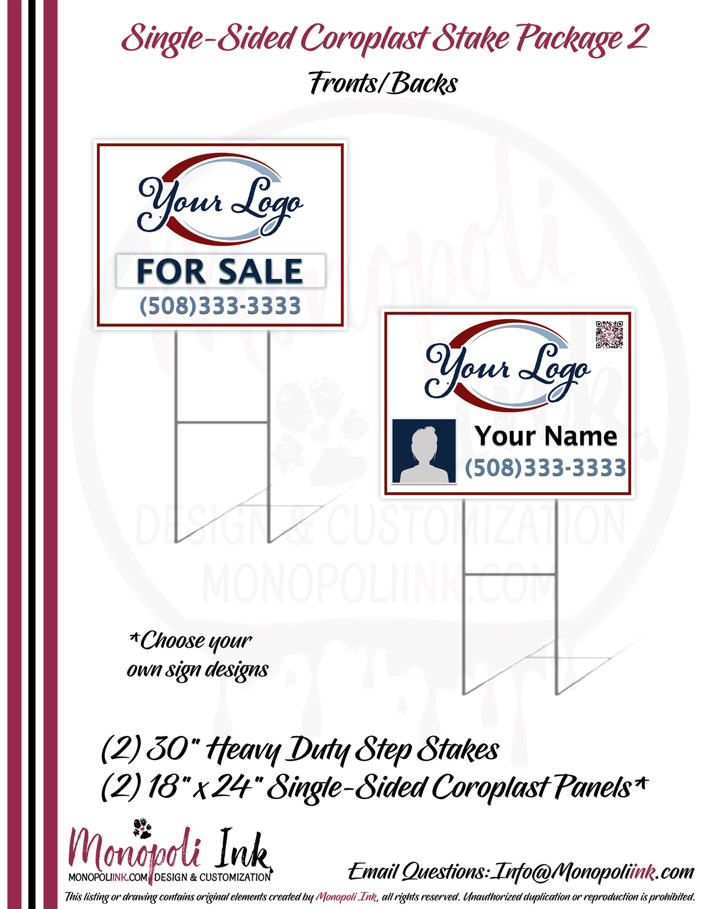18" x 24" Coroplast Step-Stake/Lawn/Yard Signs