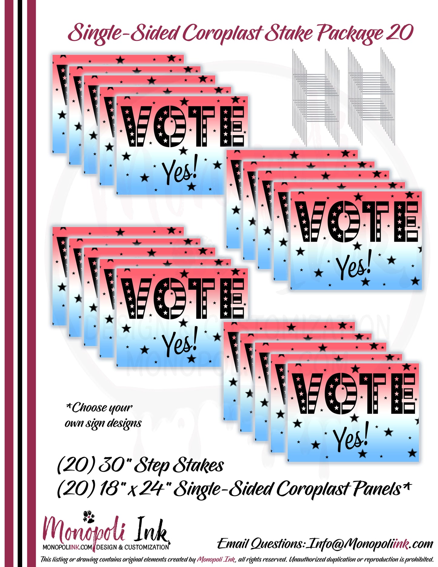 18" x 24" Coroplast Step-Stake/Lawn/Yard Signs