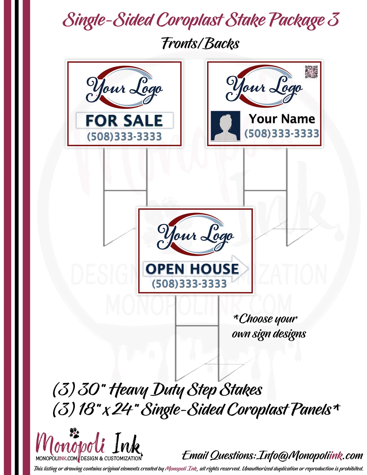 18" x 24" Coroplast Step-Stake/Lawn/Yard Signs