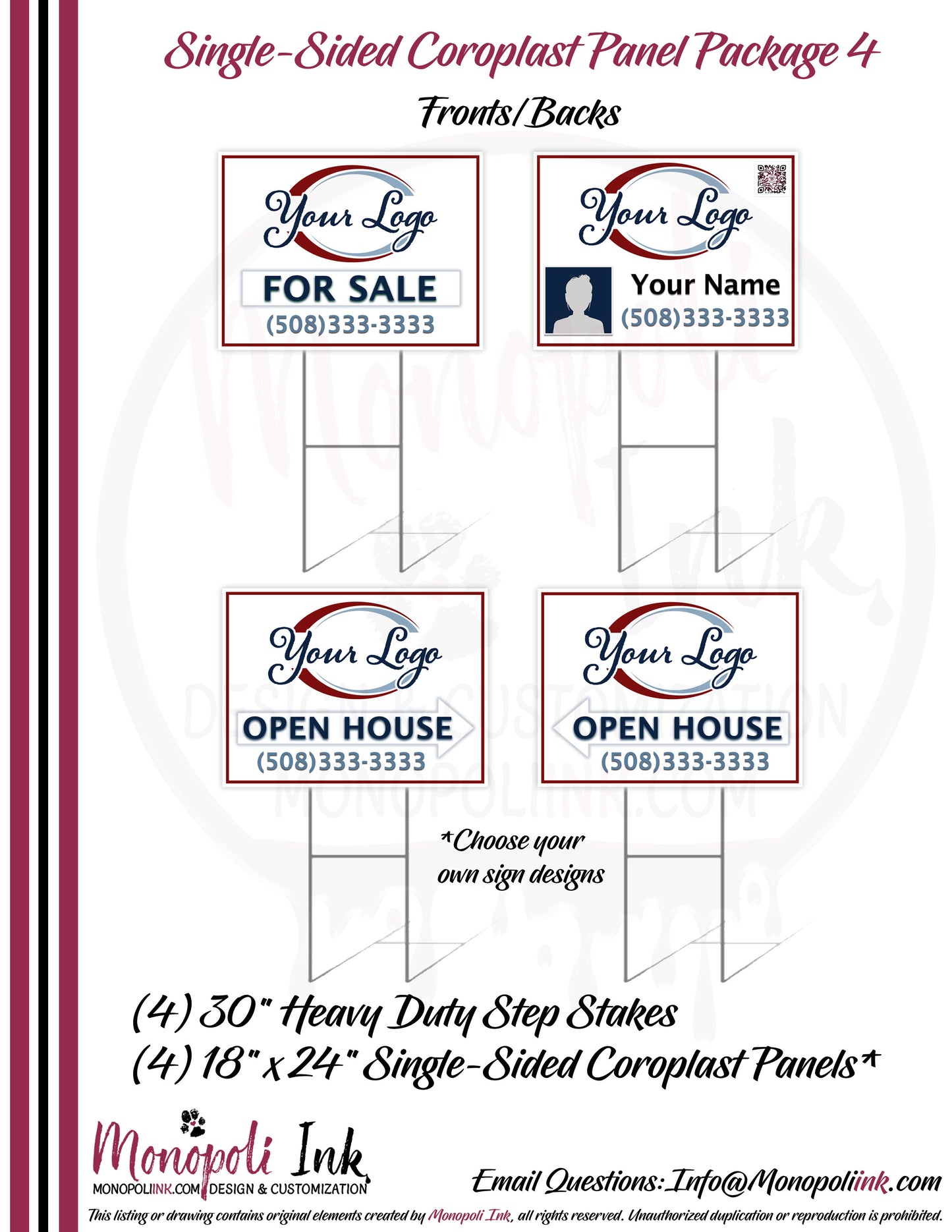 18" x 24" Coroplast Step-Stake/Lawn/Yard Signs
