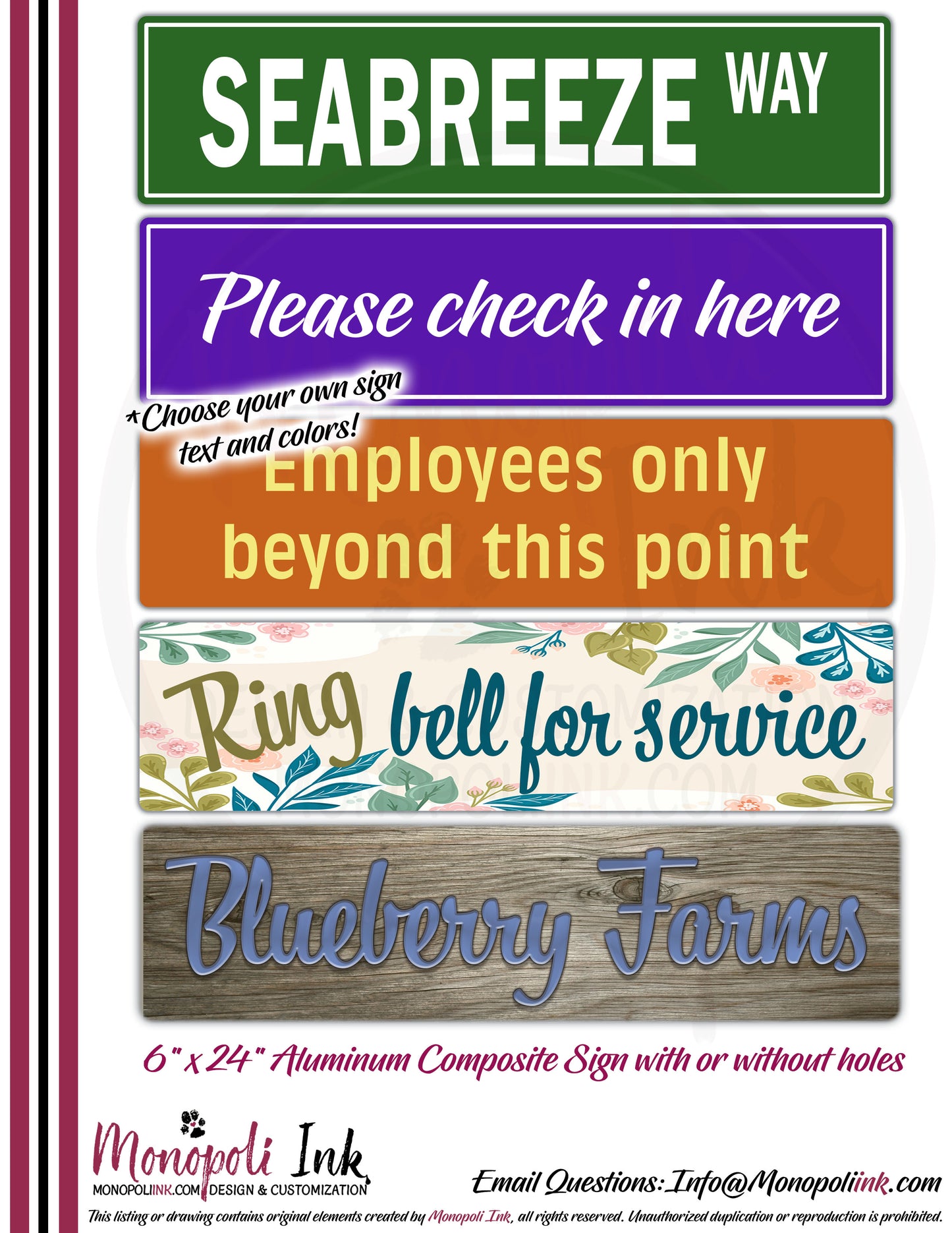 6" x 24" Aluminum Composite Sign Panels