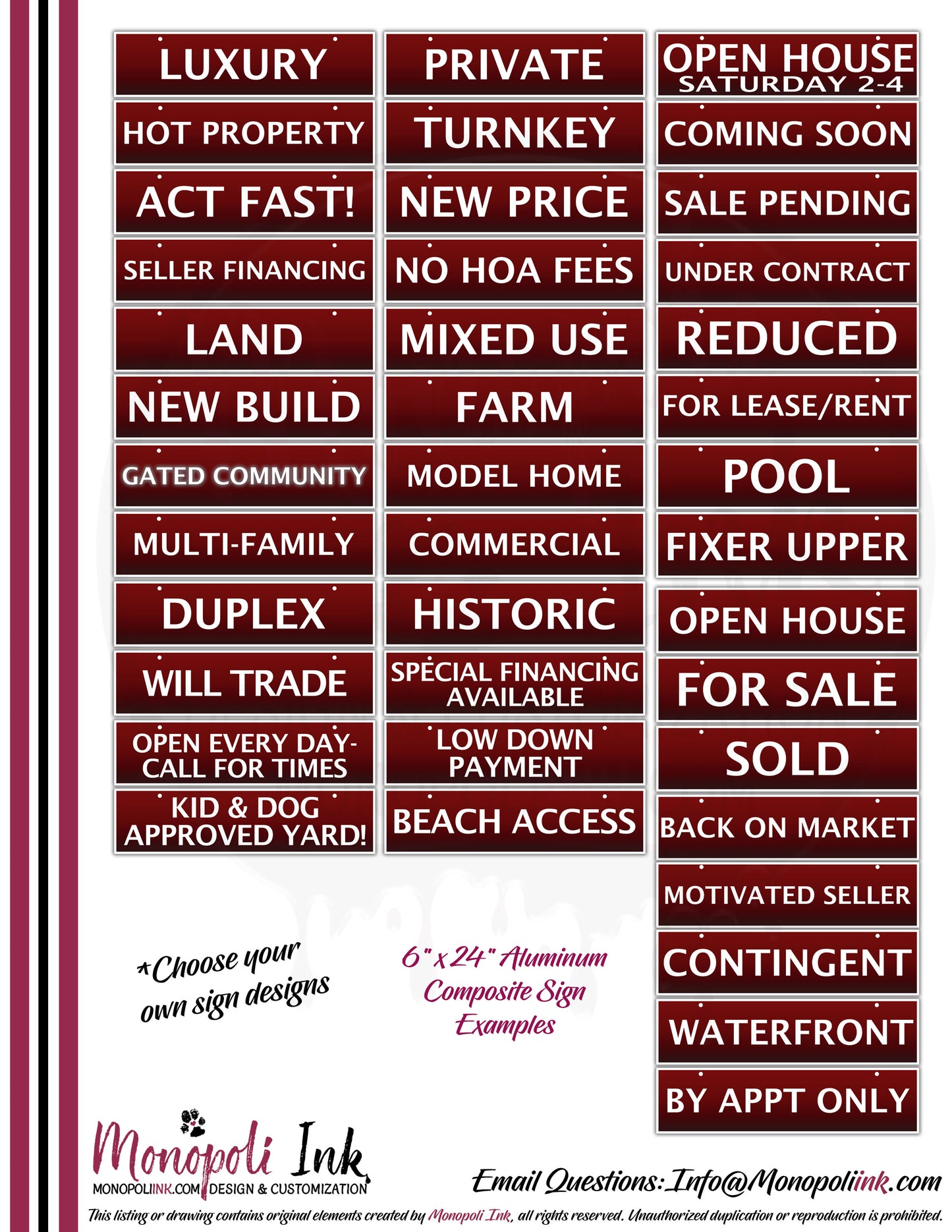 6"x24" Aluminum Composite Rider Panel Packages Double-Sided