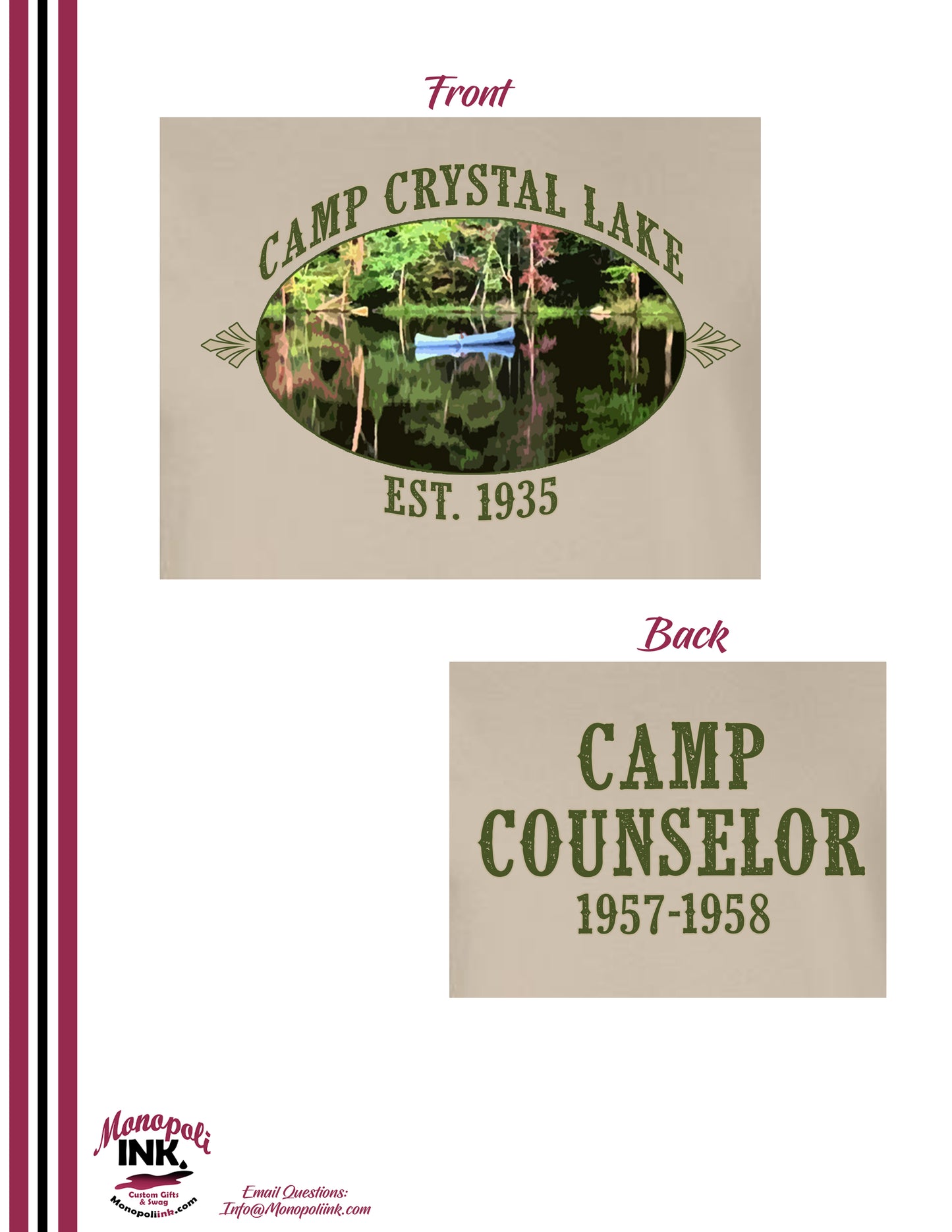 Camp Crystal Lake Counselor Horror Apparel