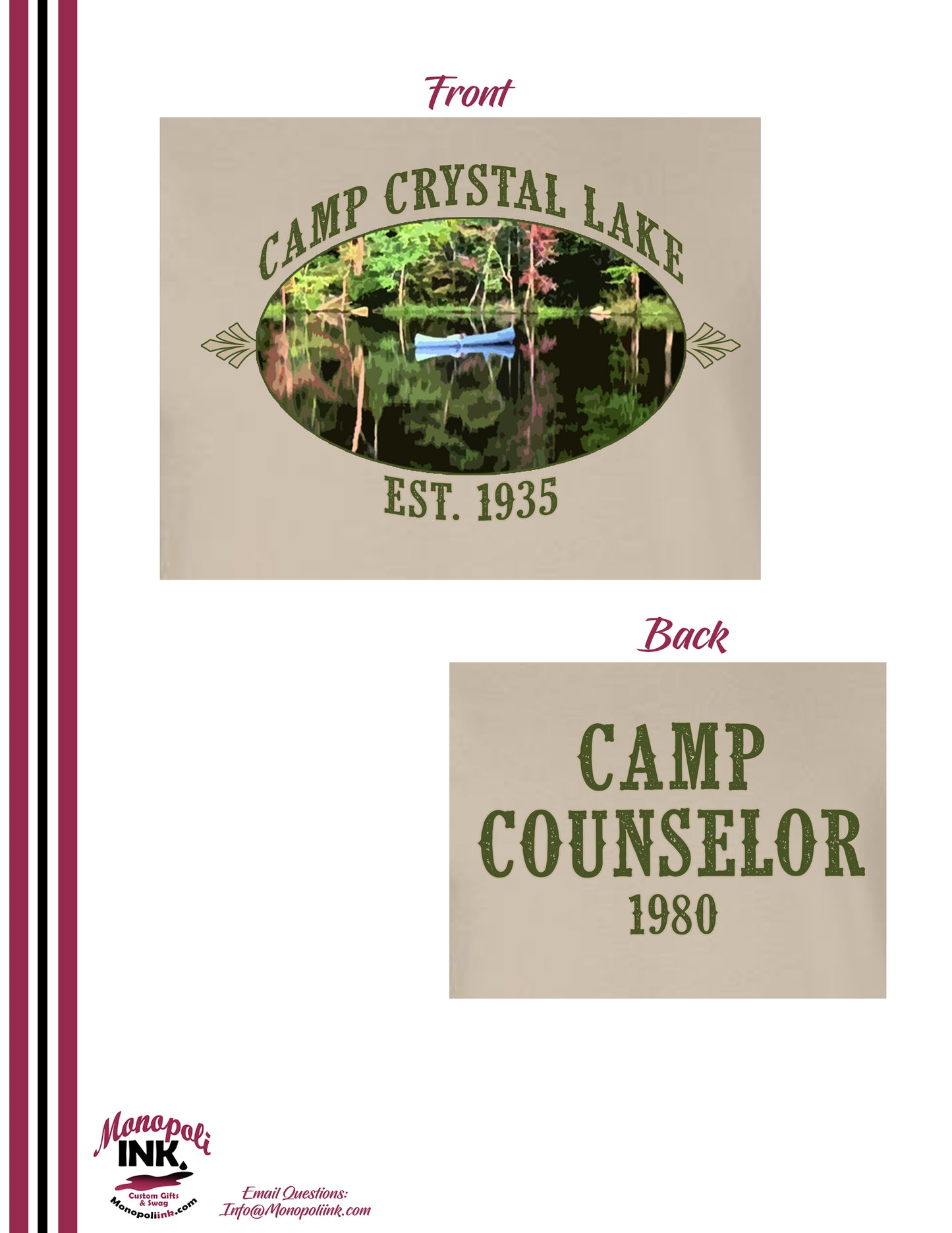 Camp Crystal Lake Counselor Horror Apparel