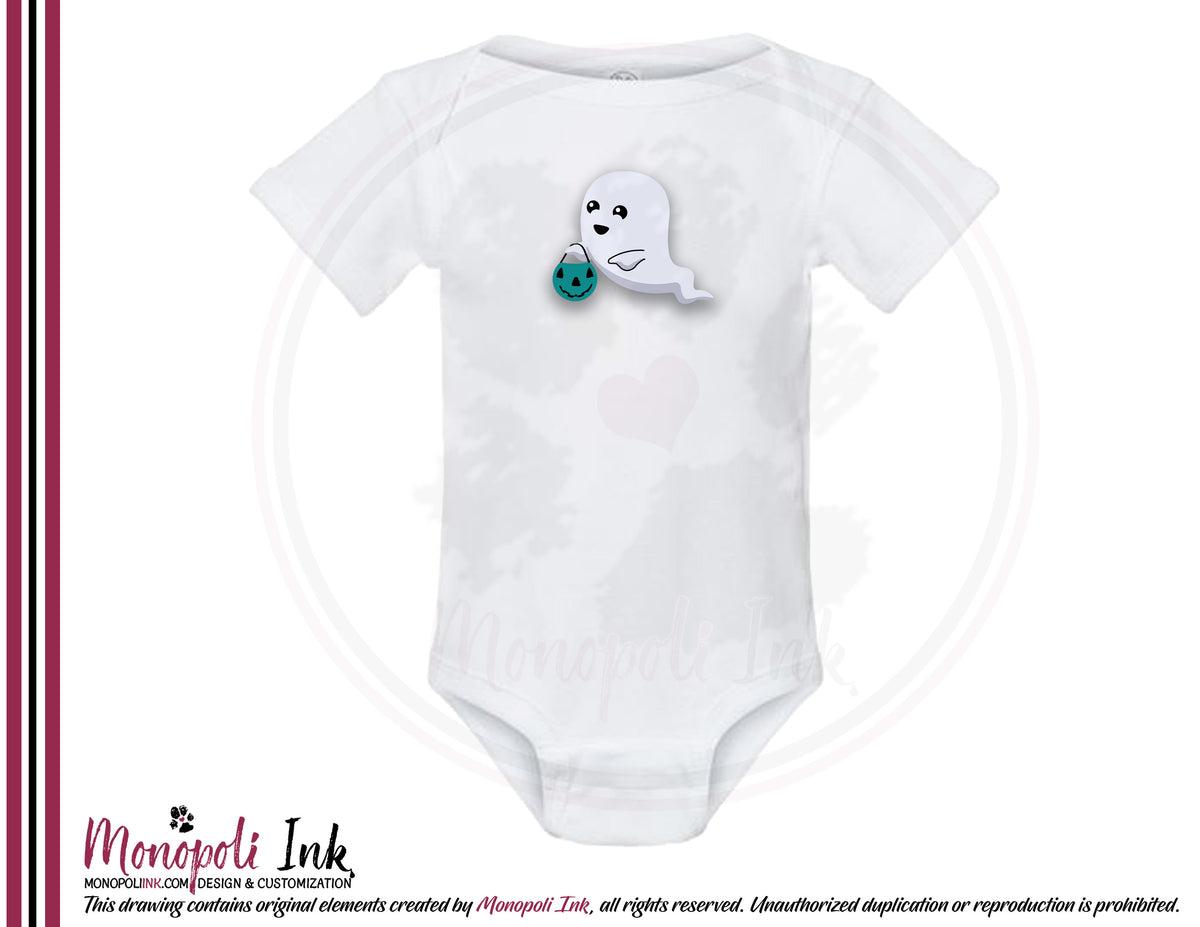 Ghost Pumpkin Bucket Onesie