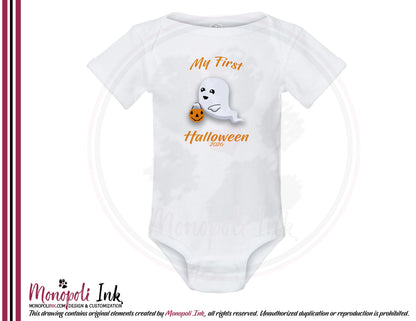"First Halloween" Ghost Pumpkin Bucket Onesie