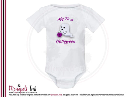 "First Halloween" Ghost Pumpkin Bucket Onesie