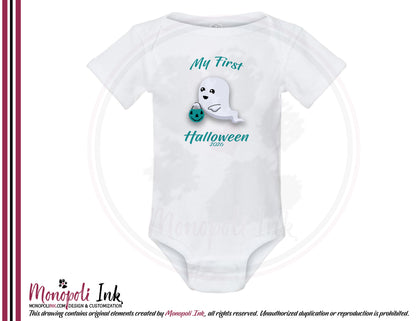 "First Halloween" Ghost Pumpkin Bucket Onesie