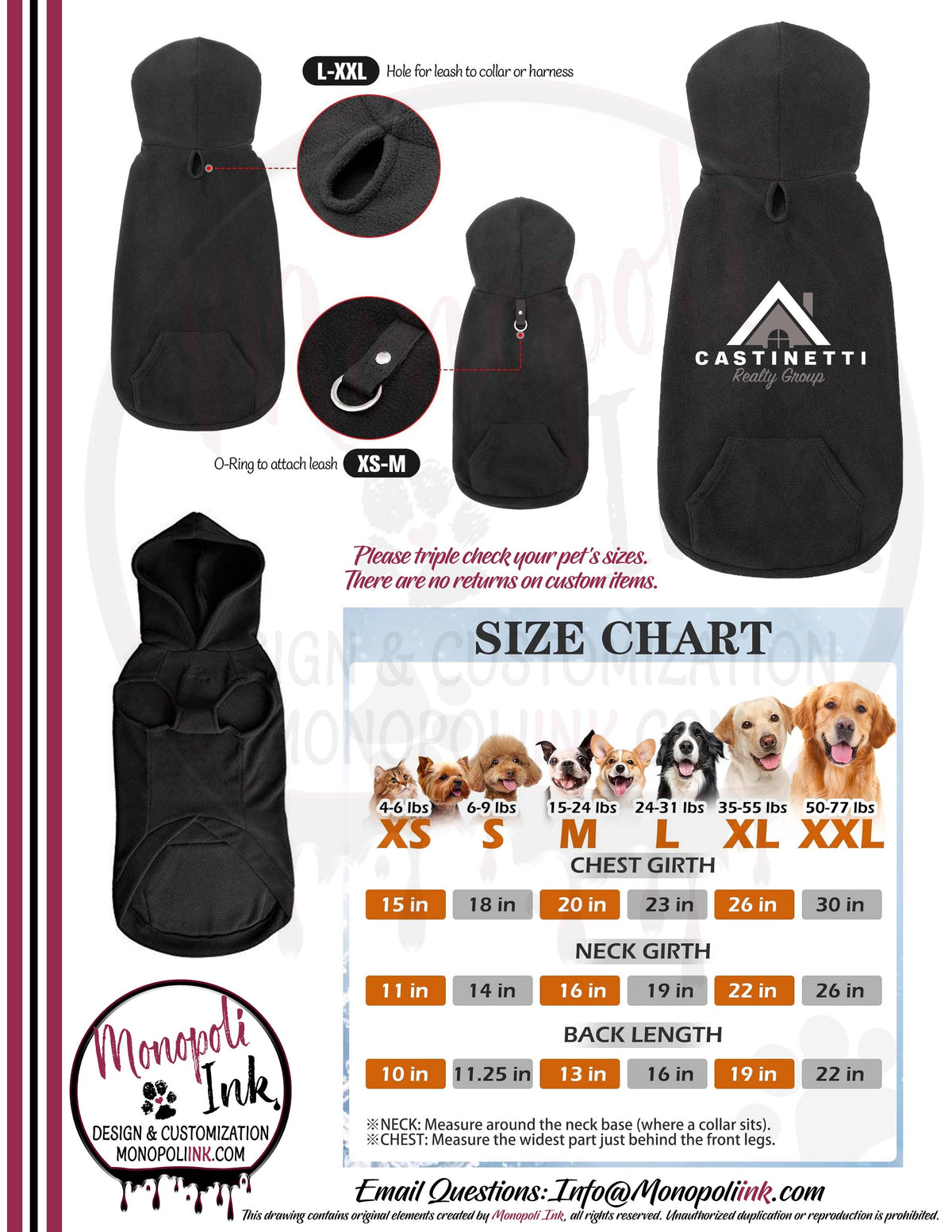 Castinetti Fleece Pet Hoodies