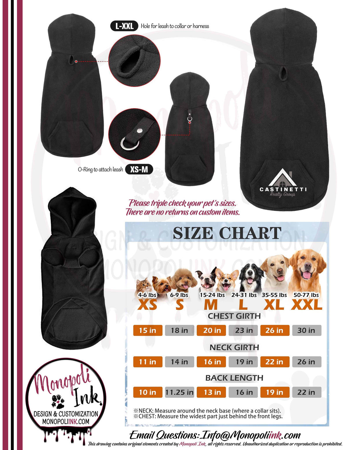 Castinetti Fleece Pet Hoodies