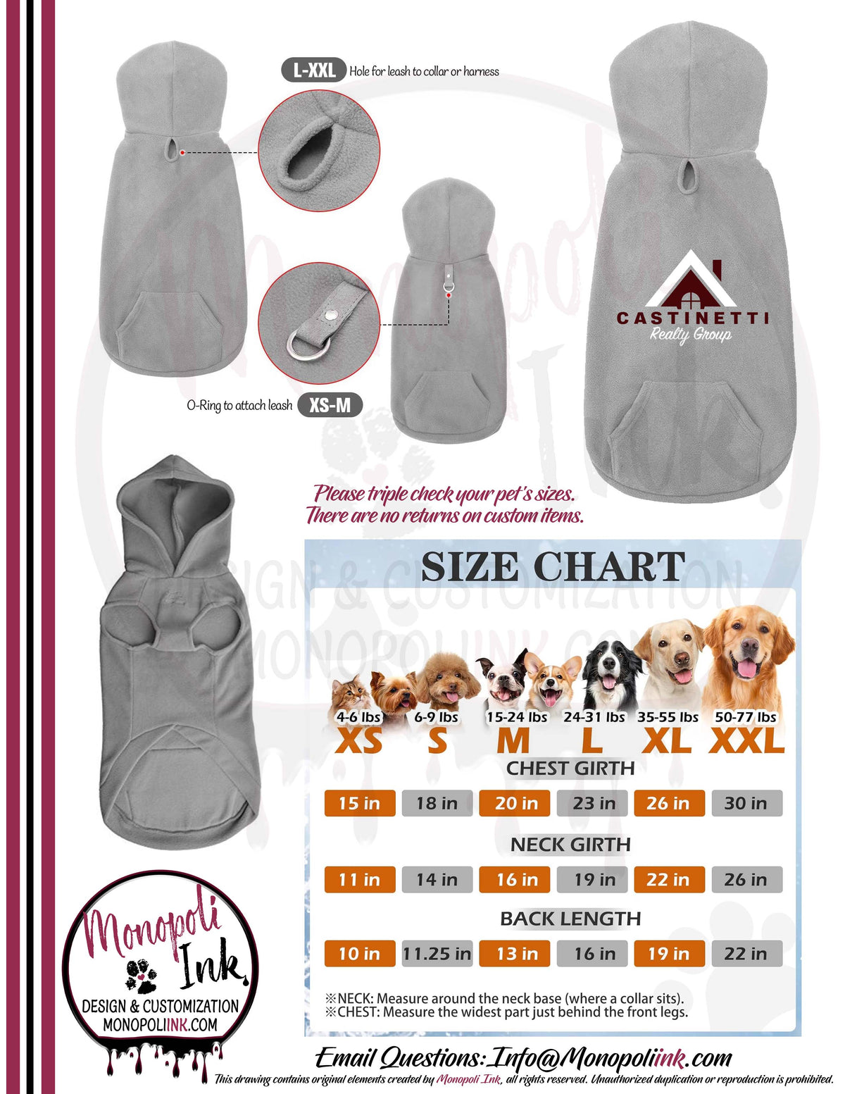 Castinetti Fleece Pet Hoodies