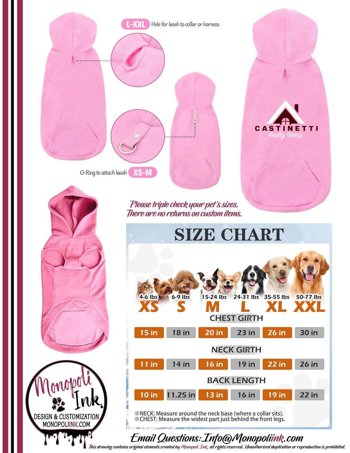 Castinetti Fleece Pet Hoodies
