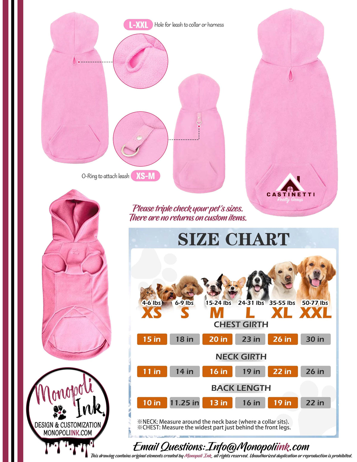 Castinetti Fleece Pet Hoodies