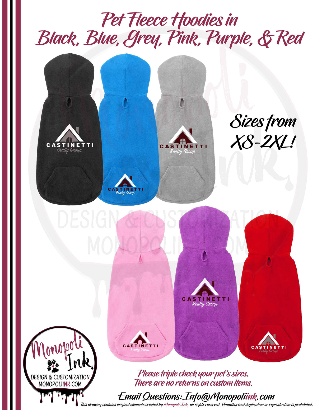 Castinetti Fleece Pet Hoodies