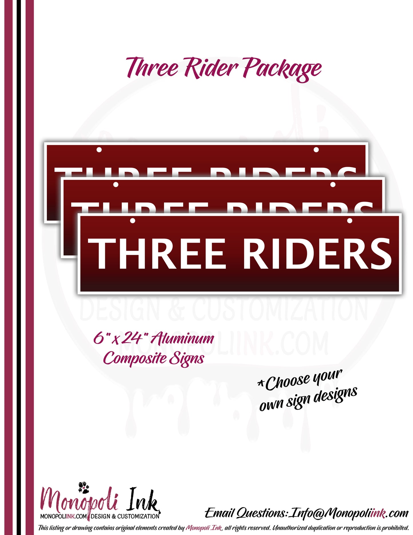 6"x24" Aluminum Composite Rider Panel Packages Double-Sided