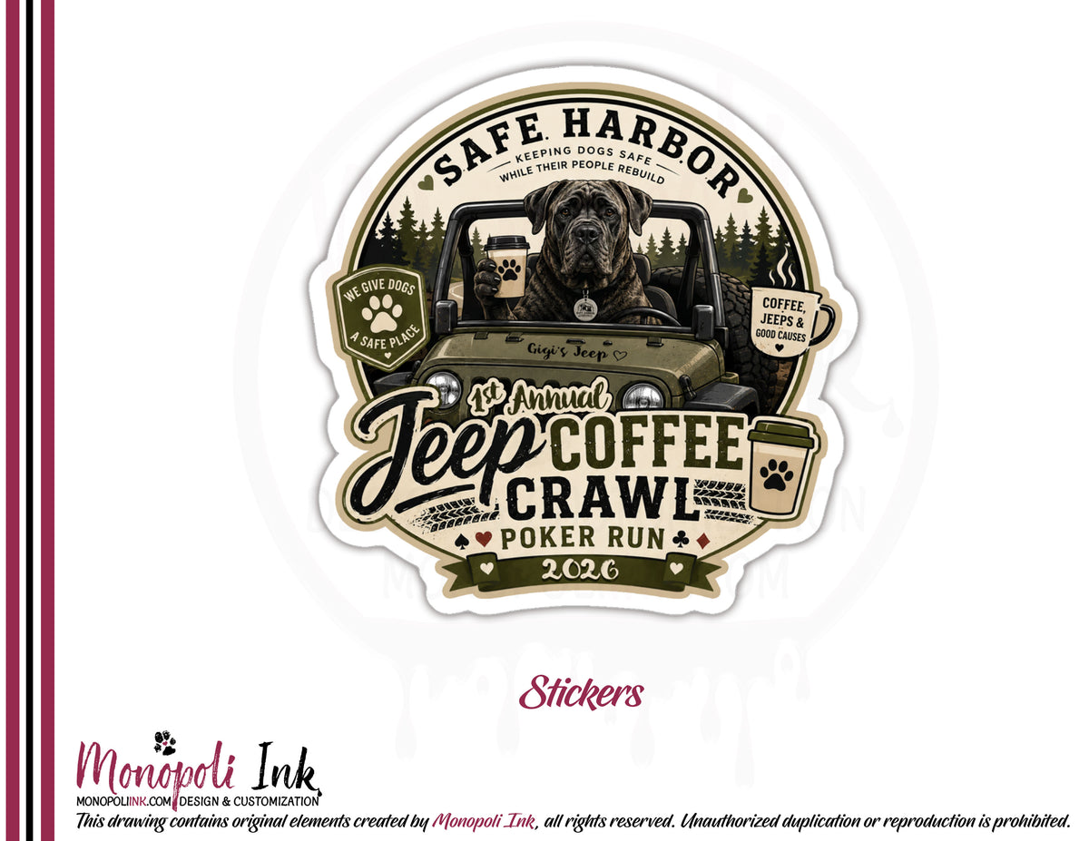 Safe Harbor Jeep Coffee Crawl Stickers