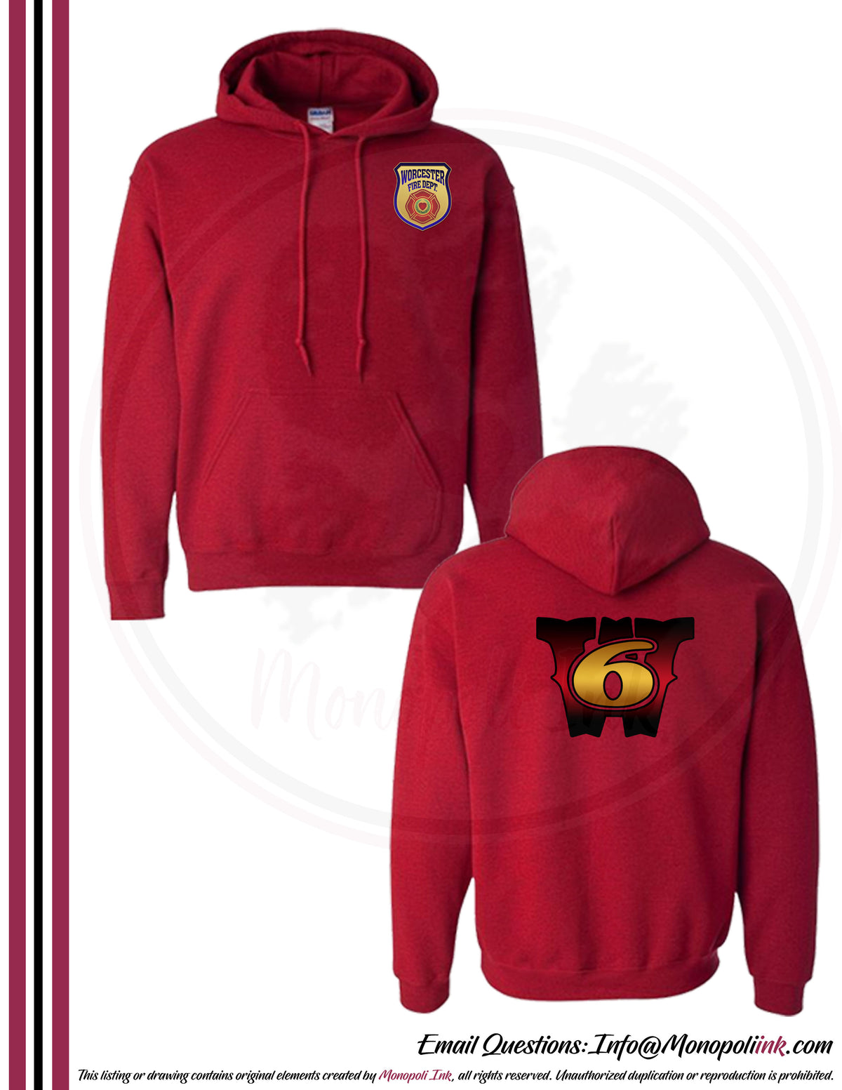 Worcester Fire Department W6 Hoodies