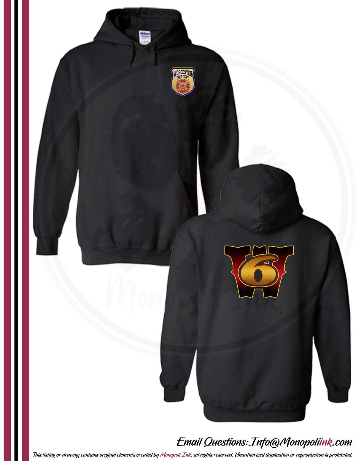 Worcester Fire Department W6 Hoodies
