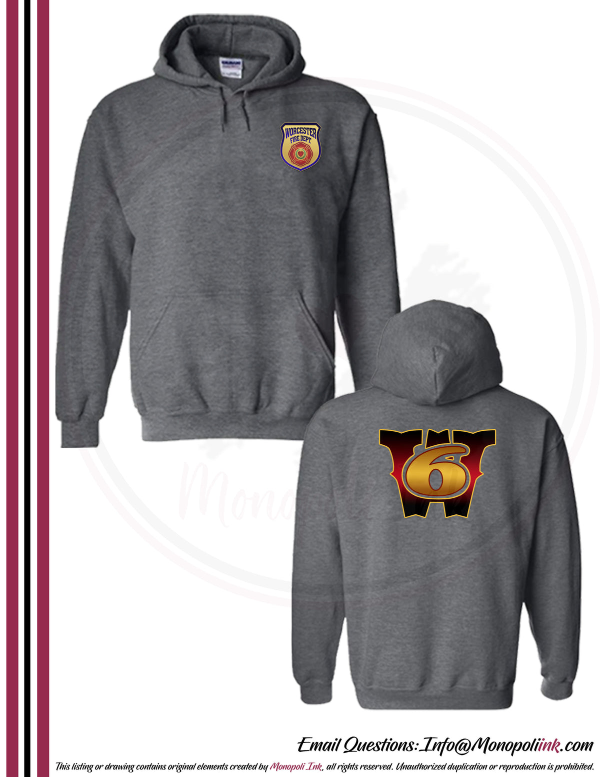 Worcester Fire Department W6 Hoodies