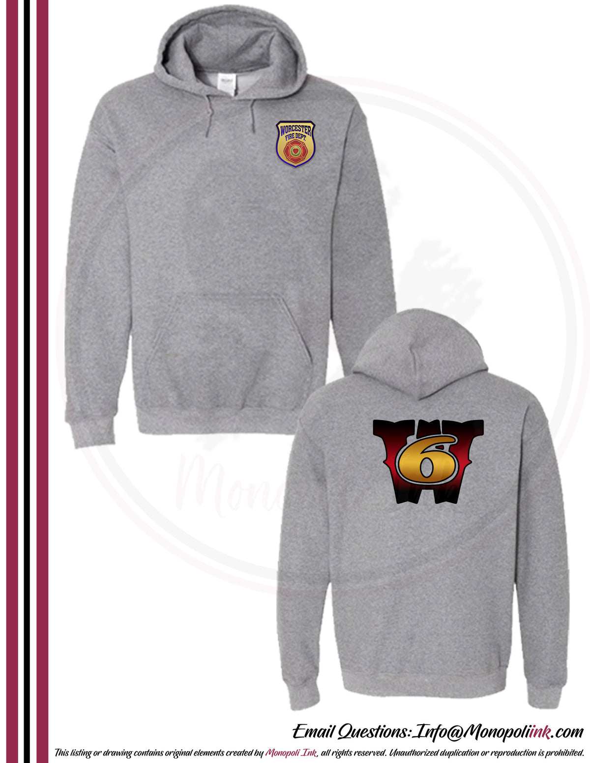 Worcester Fire Department W6 Hoodies