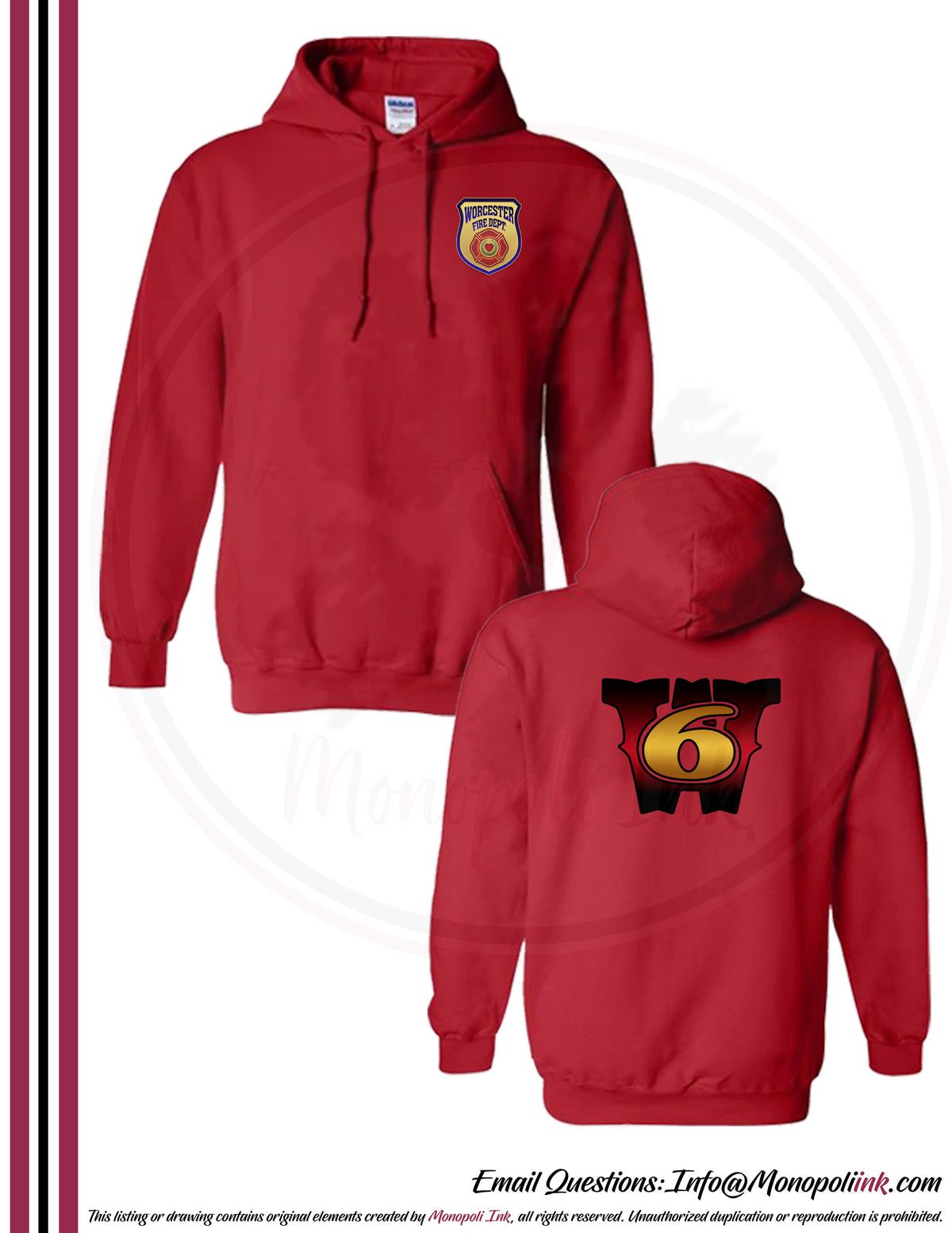Worcester Fire Department W6 Hoodies