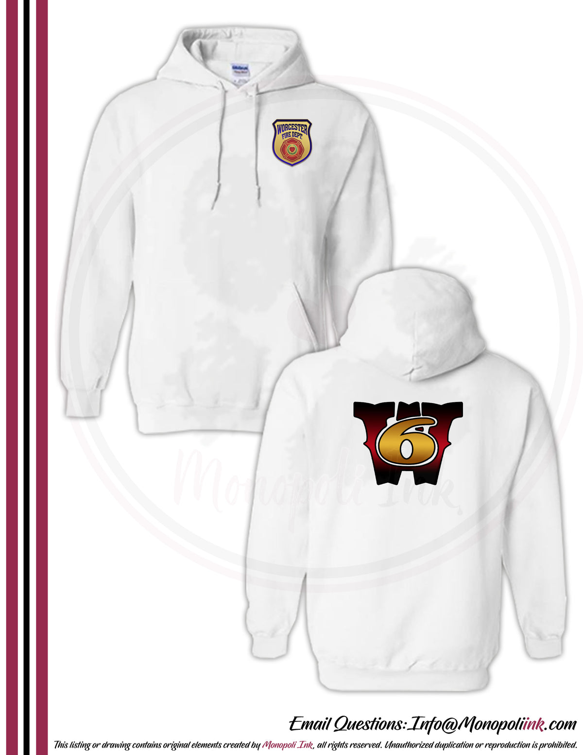 Worcester Fire Department W6 Hoodies
